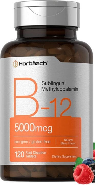 Horbaach B12 Sublingual Methylcobalamin | 5000mcg | 120 Fast Dissolve Tablets